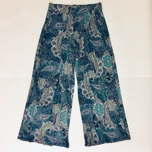Cato Paisley Blue/Green Palazzo Wide Leg Pants M
